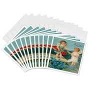 3dRose, To My Sweet Valentine Two cute Cherubs Netting Red Hearts, 12 Greeting Cards with envelopes