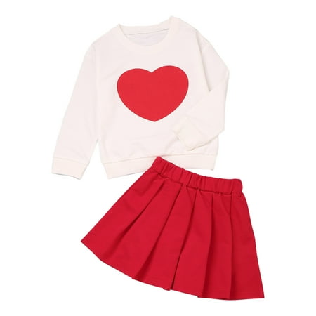 

Tagold Fall Savings Clearance Kids Winter Jumpsuits Romper Infant Toddler Baby Girls Children s Clothing Solid Color Love Long-sleeved Top And Skirt Two-piece Set