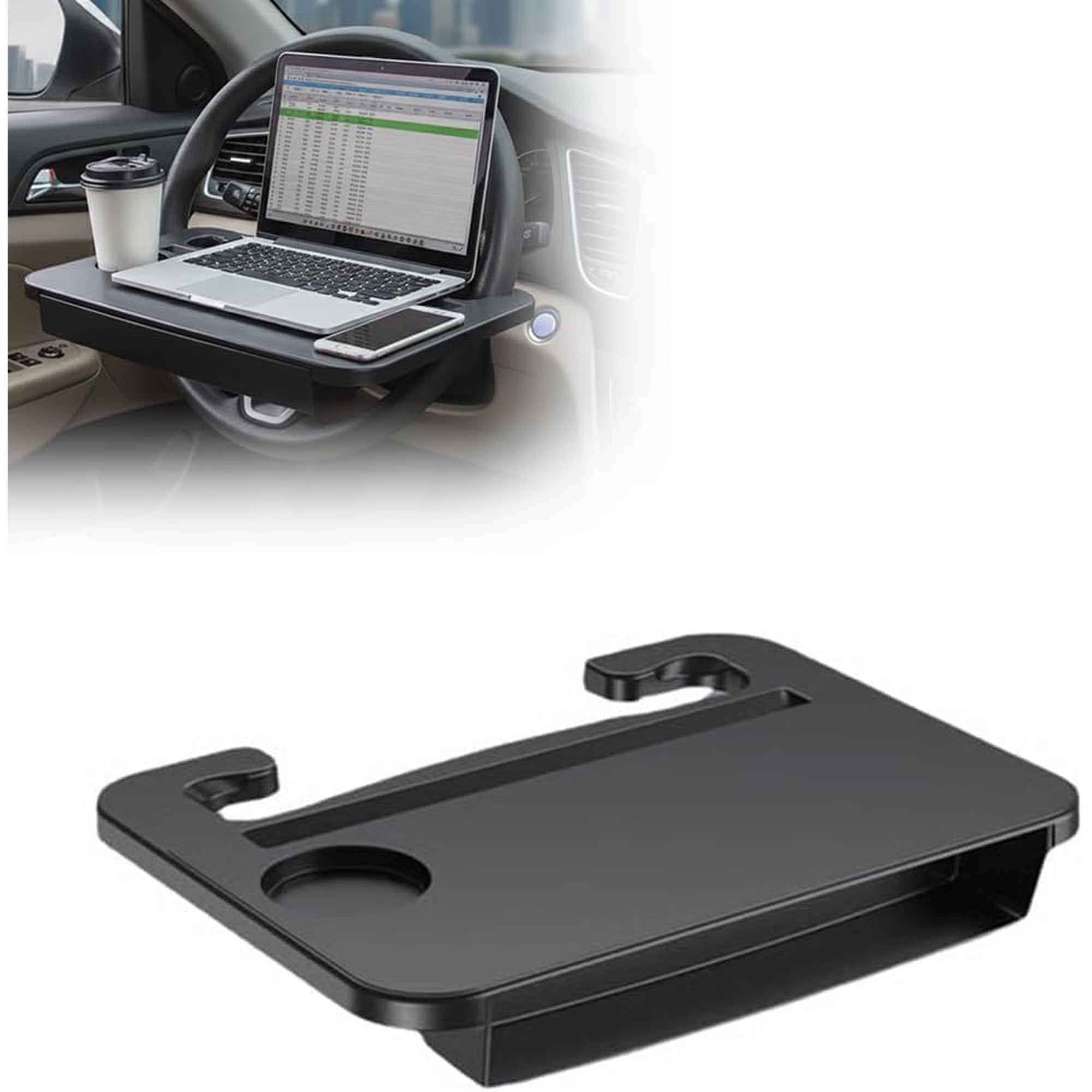 Steering Wheel Trayfor Car: 2-in-1 Car Desk & Seat Gap Filler Organizer - Portable Car Eating Tray for Laptop, Food, Tablet & Writing, Car Travel Accessories for Drivers, Road Trips & Remote Work (1)