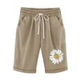 thumbnail image 1 of Puntoco Pantalones cortos deportivos para mujer Pantalones cortos con cordón y estampado de béisbol con cintura elástica para mujer, 1 of 2