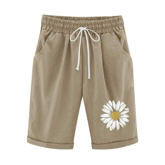 Puntoco Pantalones cortos deportivos para mujer Pantalones cortos con cordón y estampado de béisbol con cintura elástica para mujer