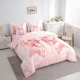 thumbnail image 3 of Castle Fairy Girls Pink Bowknot Twin Bedding Sets,Pearl Bowtie Bedding Comforter Set, 3 of 8