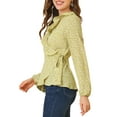 thumbnail image 5 of Allegra K Women's Ruffle V-Neck Blouse Floral Self Tie Wrap Peplum Top, 5 of 7