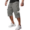 thumbnail image 2 of Men's Cargo Shorts Below Knee Lightweight Drawstring Waist Long Shorts Work Pants Multi Pockets Gray M, 2 of 4