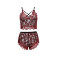 thumbnail image 1 of TRKIYQC Camisola de lencería sexy para mujer Tops + Calzoncillos, Correa cruzada transparente Decoración Ropa de flores TRKIYQC moda, 1 of 9