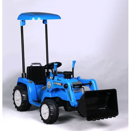 12V Best Ride On Construction Ford Tractor with Loader & Canopy, Battery Powered Wheels Wonderlanes Toys for