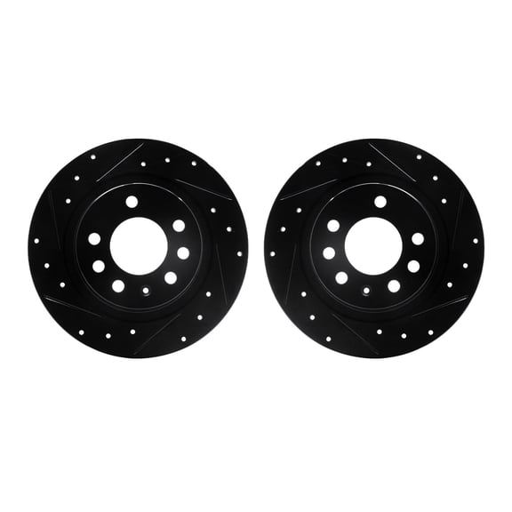 Dynamic Friction Company Rear Brake Rotors-Drilled and Slotted-Black 8002-52019