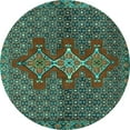 thumbnail image 1 of Ahgly Company Machine Washable Indoor Round Persian Turquoise Blue Traditional Area Rugs, 5' Round, 1 of 4