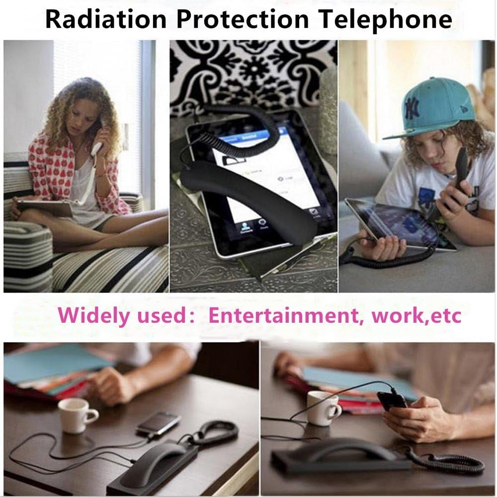 Retro Handset for Laptop – Reduce Radiation Telephone Receiver with Answer Button for iPhone, Android, iPad – Comfortable Call Headset(Type-c),White