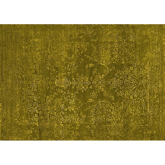 Ahgly Company Indoor Rectangle Oriental Yellow Industrial Area Rugs, 5' x 7'