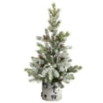 thumbnail image 3 of Nearly Natural 2' Green Flocked Christmas Artificial Tree Prelit 30 LED Lights, 3 of 5