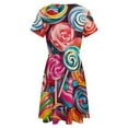 thumbnail image 5 of Sweets And Rainbow Lollipops Pattern Short Sleeve Dress Women Summer Evening Dresses Ladies Sundress, 5 of 7