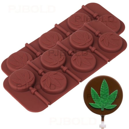 Molded Cargo Area Tray - Marijuana Leaf Lollipop Silicone Candy Mold Tray, 2 Pack