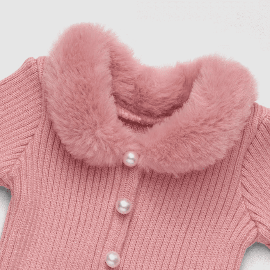 American Girl X Janie and Jack Rosy Ribbed Cardigan for 18 inch Dolls