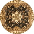 thumbnail image 1 of Ahgly Company Indoor Round Geometric Brown Traditional Area Rugs, 3' Round, 1 of 4