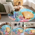 thumbnail image 4 of Round Rugs 4Ft, Summer Ocean Round Area Rug Washable Indoor Throw Carpet, Coastal Watercolor Shell Coral Soft Non Slip Circle Rug for Kitchen Nursery Room Home Decor Aesthetic, 4 of 7