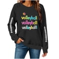 thumbnail image 4 of Uootdi Game Day Womens Sweatshirts Crew Neck Long Sleeve Football Stitch Colorful Volleyball Text Print Sweatshirt for Women Loose Fit Dressy Womens Tops, 4 of 8