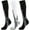 Black | Black | White, variant on Kiibsot 3 Pairs/ 4 Pairs Compression Socks for Woman & Man Unisex 20-30mmHg Knee High Plus Size Wide Calves for Sports Running…