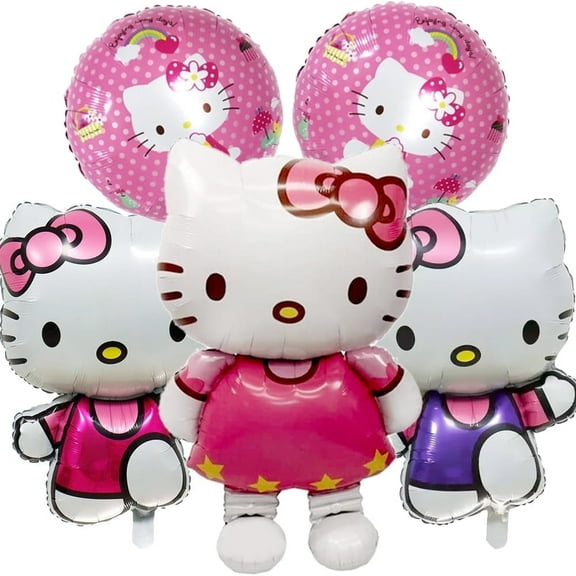 5 PCS Cat Foil Balloons Kitty Cat Balloons Cartoon Birthday Party Balloons Foil Balloon