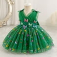 thumbnail image 6 of OBEEII Kids Girls Ruffle Mesh Tulle Dress Fashion 3D Butterflies V-Backless Wedding Pageant Gowns Dress Formal Prom Dance Dresses, 6 of 9