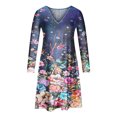 thumbnail image 4 of Vestido de jersey con cuello en V y manga larga estampado a la moda para mujer Fridja yut4417, 4 of 5