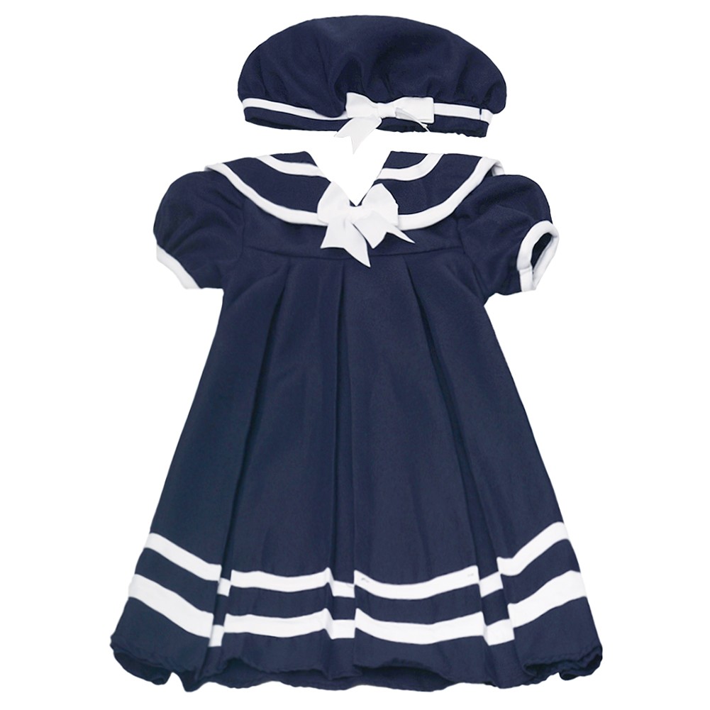 Rare Editions Baby Girls Navy Pleated 