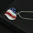 thumbnail image 5 of 1 piece American Labor Day American Flag Blue and Red Crystal Rhinestone Heart Patriotic July 4 Independence Day Pendant Necklace,Silver, 5 of 9