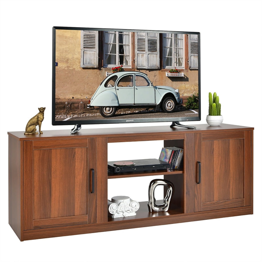 Finihen TV Stand, TV Cabinet, 58 Inch TV Stand with 1500W Faux Fireplace for TVs up to 65 Inch, Media Entertainment Center with Storage, for Living Room, Bedroom, Vintage