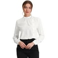 thumbnail image 1 of Blusa elegante de manga larga para oficina y trabajo con cuello levantado para mujer blanco XL, 1 of 6
