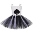 thumbnail image 2 of Vestido de tul con espadas en blanco y negro para niñas, traje de póquer, reina de corazones, disfraz de fiesta de Halloween para niñas, 2 of 5