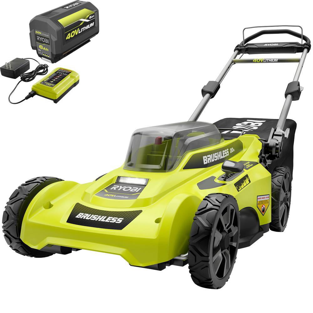Ryobi 20 In 40 Volt 6 0 Ah Lithium Ion Battery Brushless Cordless Walk Behind Self Propelled Lawn Mower With Charger Included Walmart Com Walmart Com