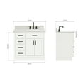 thumbnail image 3 of Ariel Hepburn 37 In. Right Offset Rectangle Sink Vanity With 0.75 In. Carrara White Countertop In White, 3 of 9