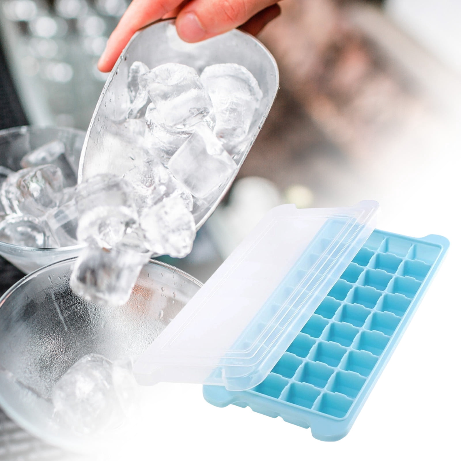 36 Slot Silicone Ice Cube Tray with Cover for Freezer, Easy Release Square Ice Cube Maker for DIY Fruit Cubes, , , Tea, Coffee, 1-4PC