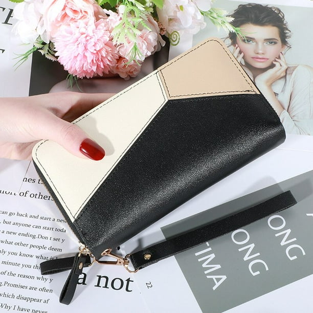 Cartera larga para mujer, monederos para mujer, monedero con borlas, tarjetero, carteras con doble cremallera, bolso de mano de cuero Pu, bolso de dinero de lujo para teléfono Tan Jianjun unisex