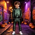 thumbnail image 2 of XIYON Boy Halloween Outfit Skeleton Pullover Hoodie and Sweatpants Cozy 2 Piece Sweatsuit Fall Winter Casual Outfit, 2 of 6