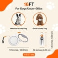 thumbnail image 2 of Behome 16Ft Retractable Dog Leash,Walking Leash for Medium Dogs/Cats Up to 66lbs,Luminous Spring Strong Nylon Tape, 360° Tangle Free, One-Handed Brake, 2 of 8