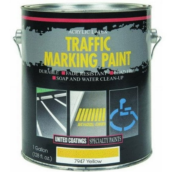 Latex-Based Traffic And Zone Marking Paint - Fast Drying Exterior - 1 Gallon