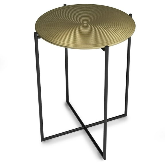 Oliver  Modern 17 inch Wide Metal Side Table in Gold&Brass