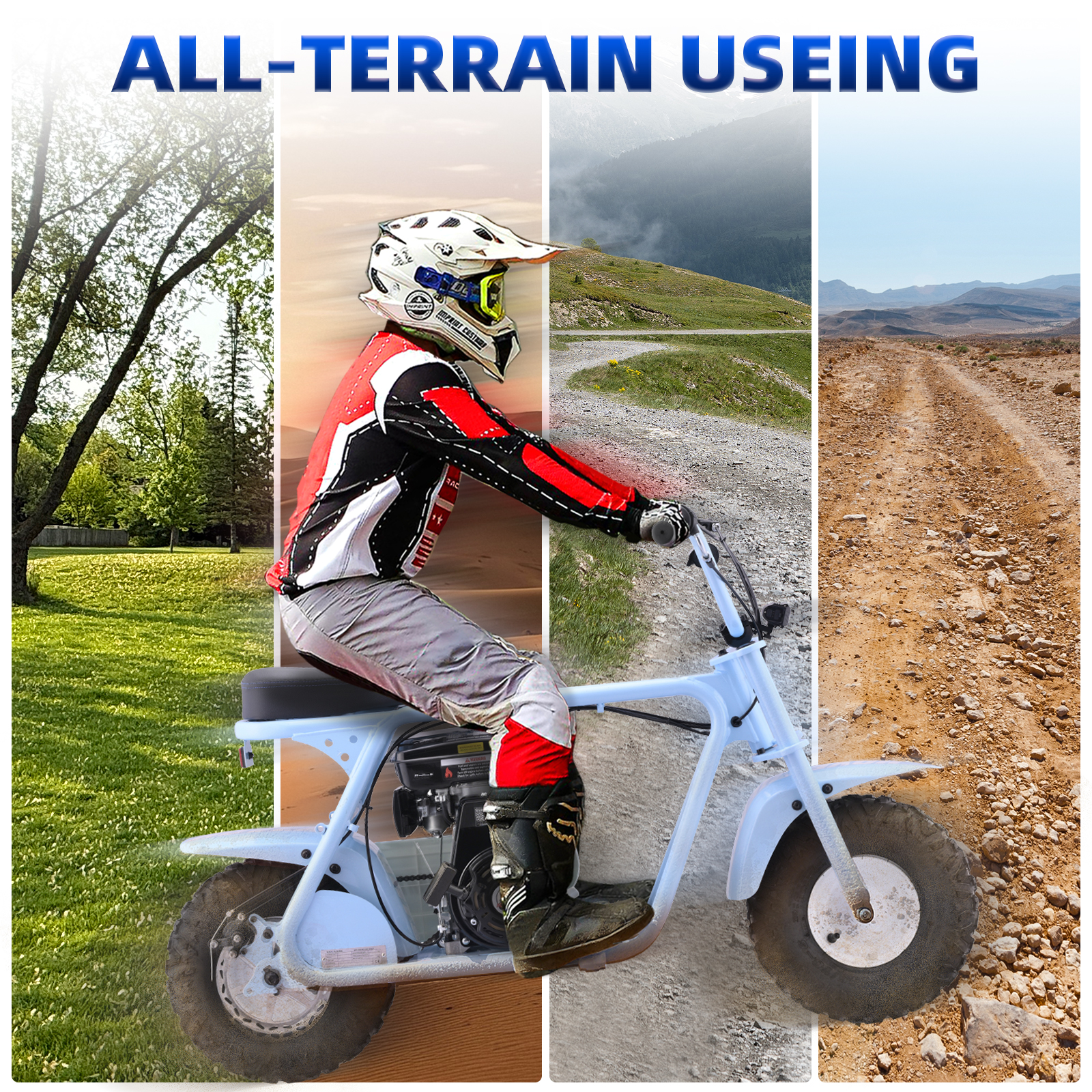 Aoemoe MB001 Gas Powered Mini Dirt Bike 99CC for Teens and Adults, 22MPH Off Road Motorcycle, Weight Support Up to 200 LBS - Blue