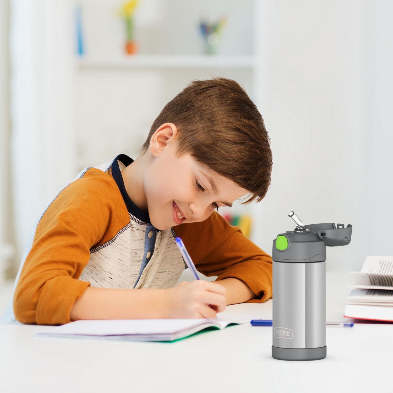 Thermos Funtainer 12 Oz Vacuum Insulated Straw Bottle, Gray