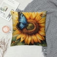 thumbnail image 2 of Autua Sunflower Butterfly Artgem Graphic Decorative Cushion Cover for Home Couch Living Room Sofa Bedroom, Short Plush, Invisible Zipper, Square, 1PC 18x18in, 2 of 5