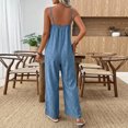thumbnail image 4 of JULMCOMO Jumpsuits for Women Scoop Neck Adjustable Strap Loose Fit Overalls Sleeveless Wide Leg Casual Summer Jumpsuits with Pockets Blue L, 4 of 7