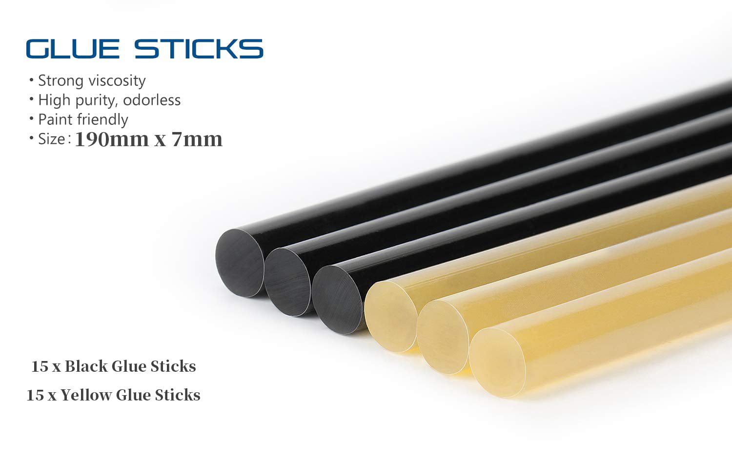 20pcs Handmade 7*190mm Black Glue Sticks Car Paintless Dent Repair Tools Black 