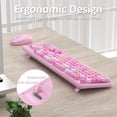 thumbnail image 3 of Teclado y ratón inalámbricos Links9+, tamaño completo, retro, rosa, 3 of 7