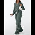 thumbnail image 4 of Conjuntos de Dos Piezas para Mujer, Suéter de Cuello Henley de Otoño, Chándal A Juego, Pijamas Cómodos con Bolsillos Verde XL, 4 of 7