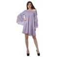 thumbnail image 3 of Moomaya Robe de Plage pour Femmes Pastel Violet à Épaules Dénudées Robe de Vacances en Coton avec Manches Évasées - B2, 3 of 5