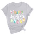 thumbnail image 1 of Pxiakgy Liquidation! T-Shirts de Pâques pour Femmes T-Shirt Lapin Heureux Col Rond Tee-Shirt Graphique Œuf de Pâques Hauts Graphiques de Vacances Mode Col Rond Imprimé de Pâques Manches Courtes T-Shirt Gris TG, 1 of 5