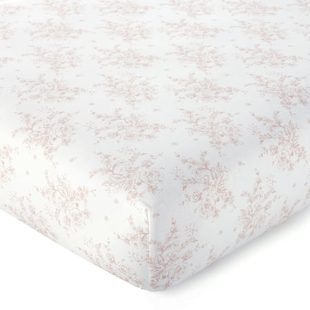 UPC: 0190945077899 | Levtex Baby – Heritage Crib Fitted Sheet – Fits Standard Crib and Toddler Mattress – Floral – Blush and White – Nursery Accessories – 100% Cotton
