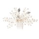 thumbnail image 1 of Nvzi Horquillas para el pelo de boda con flores para novias, peinetas con perlas de cristal, pinzas para el pelo, accesorios para el pelo de boda dorados, joyas plateadas, 1 of 4