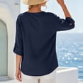 thumbnail image 6 of Kezqiaxn 3/4 Length Sleeve Womens Tops Summer V-Neck Button Up Shirt Loose Fit Work Blouses Plus Size Fashion, 6 of 6